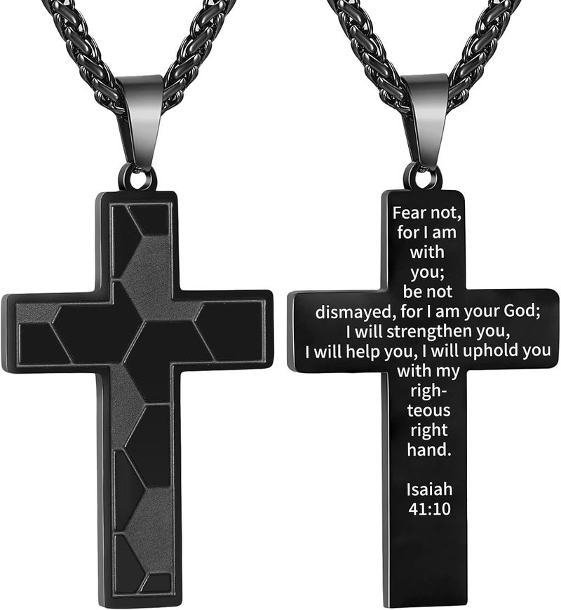 GLITTO Store Soccer Cross Necklace for Boys Men Stainless Steel Bible Verse Pendant with20+2 Inch First Communion Baptism Religious Sports Jewelry Gift - Image 1
